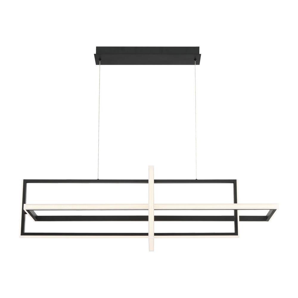 Matte Black Geometric LED Chandelier with Acrylic Frame