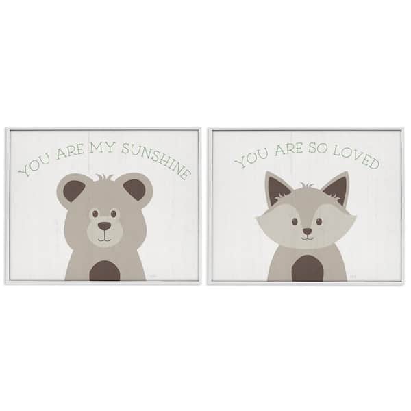 Uplifting Kid's Animal Quotes by Natalie Carpentieri 2 Pieces White Framed Animal Giclee Art Print 24 in. x 30 in.