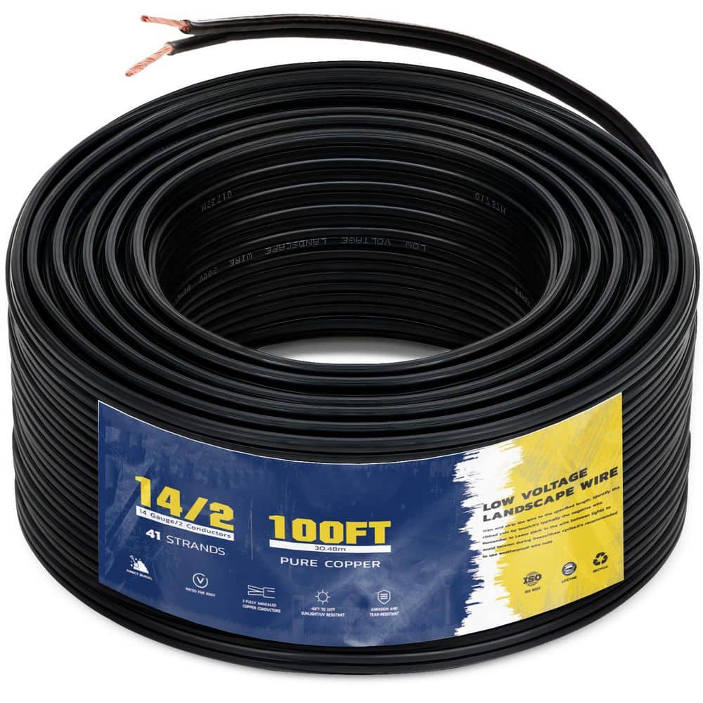 14/2 Low Voltage Landscape Wire 100 ft. - Copper Direct Burial Waterproof Cable for Outdoor Lighting Pathway Garden LED price history on PriceWatchPro