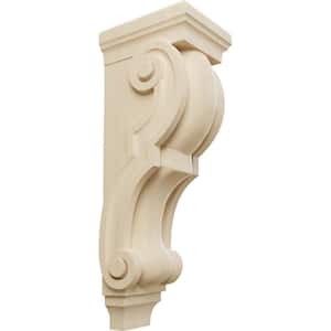 8 in. x 6-1/2 in. x 22 in. Unfinished Wood Rubberwood Small Jumbo Traditional Corbel
