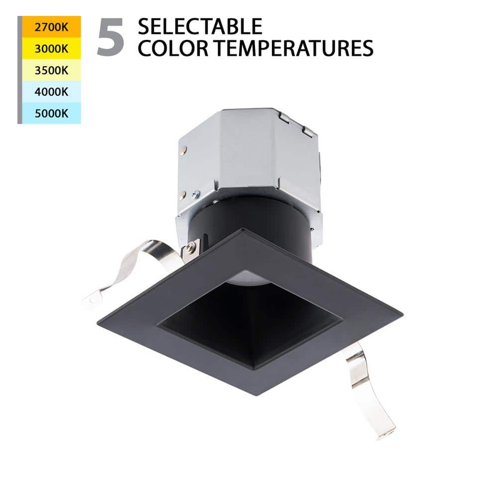 Pop-In 4 in. Square Adjustable CCT Remodel IC Rated Indoor/Outdoor Integrated LED Recessed Light Trim (1-Pack) price history on PriceWatchPro
