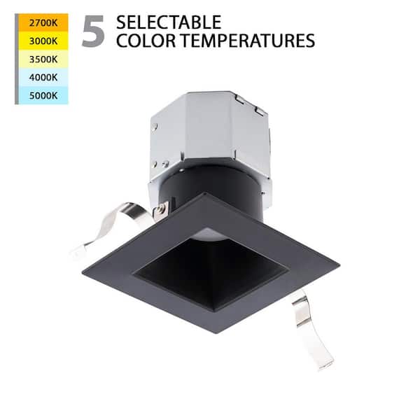 WAC Lighting Pop-In 4 in. Square Adjustable CCT Remodel IC Rated Indoor/Outdoor Integrated LED Recessed Light Trim (1-Pack)