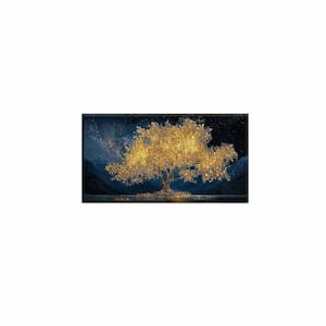 Tree Wall Art Blue and Gold Canvas Painting Modern Aesthetic Wall Decor ...