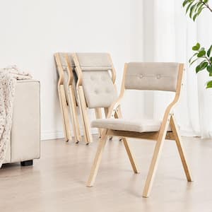 SKYSHALO 2 Set of Portable Foldable Wooden Folding Chairs with