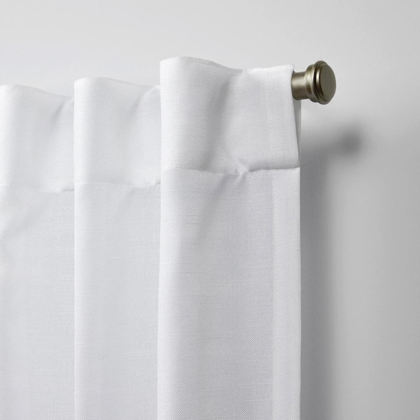 Faux Linen Slub Winter White Solid Light Filtering Hidden Tab / Rod Pocket Curtain, 54 in. W x 108 in. L (Set of 2)