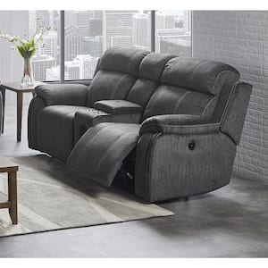 New Classic Furniture Tango 76 in. Shadow Polyester 2-Seater Console Loveseat with Power Footrest