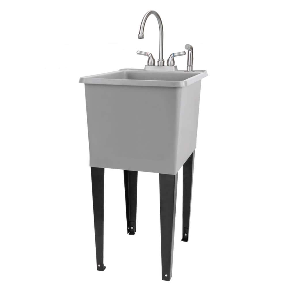 17.75 in. x 23.25 in. Thermoplastic Freestanding Space Saver Utility Sink in Grey - Stainless Faucet, Side Sprayer price history on PriceWatchPro