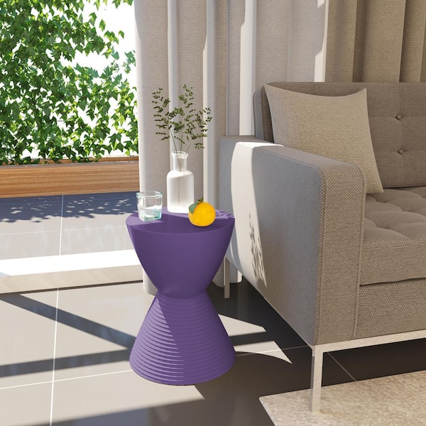 Leisuremod Boyd 11.75 in. W Purple Modern Round Plastic Accent Contemporary Lightweight Side End Table