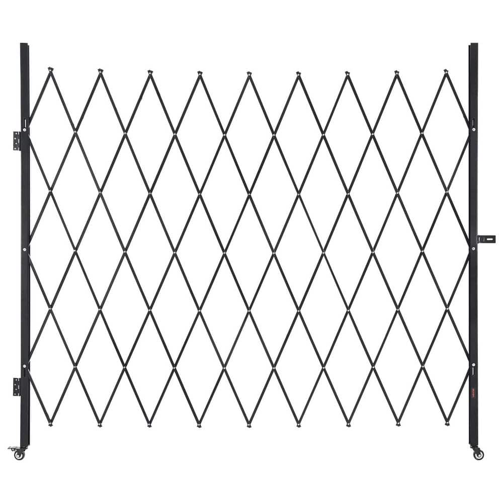 Single Folding Security Gate Lockable Scissor Gate with 360° Swivel Casters Outdoor 86.61 x 86.81 in. Black Steel price history on PriceWatchPro