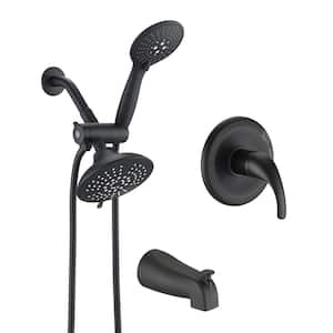 Single-Handle 6-Spray Tub and Shower Faucet and Handheld Combo with Rough-in Valve in Matte Black