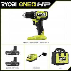 ONE+ HP 18V Brushless Cordless Compact 1/2in. Drill/Driver Kit with (2) 1.5 Ah Batteries and Charger