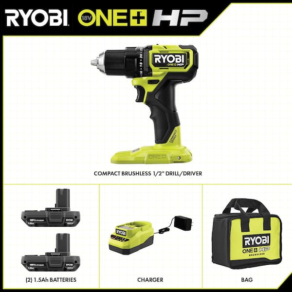 ONE+ HP 18V Brushless Cordless Compact 1/2 in. Drill/Driver Kit w/ (2) Batteries, Charger, & Brushless Compact Circ Saw
