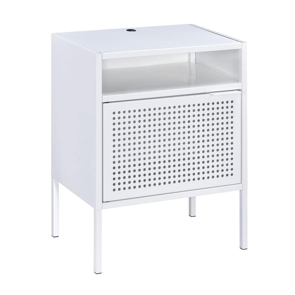 Gemma 19" White Metal Nightstand with USB Port
