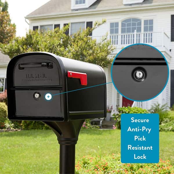 Oasis 360 Black, Large, Steel, Locking Parcel Mailbox with 2-Access Doors