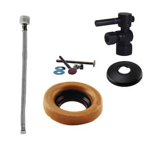 1/2 in. IPS Lever Handle Angle Stop Toilet Installation Kit in Matte Black