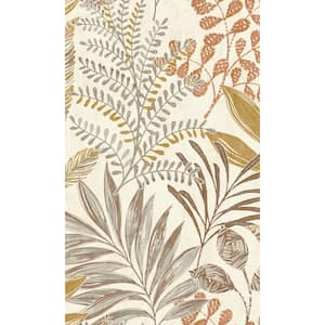 Taupe Light Leaf Motif Tropical 57 sq. ft. Non-Woven Textured Non-pasted Double Roll Wallpaper Wallpaper R7960