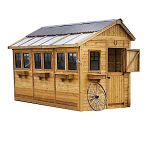 Sunshed 8 ft. W x 12 ft. D Cedar Wood Garden Shed with Metal Roof (96 sq. ft.)