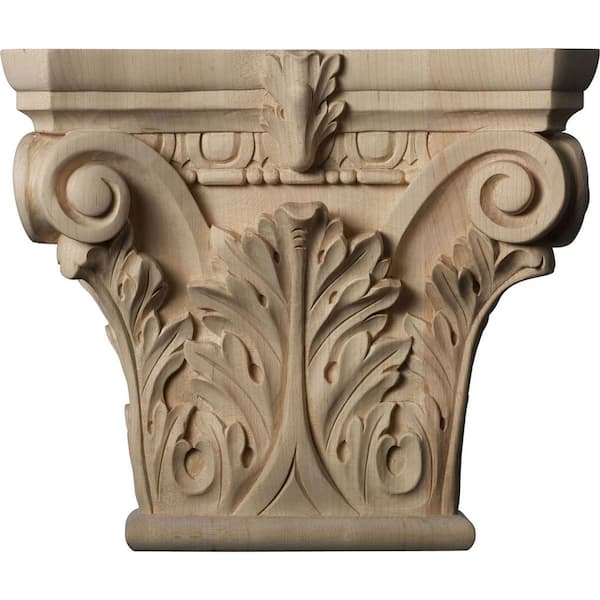 Ekena Millwork 11-1/2 in. x 3-3/4 in. x 9-5/8 in. Unfinished Wood Cherry Large Floral Roman Corinthian Corbel