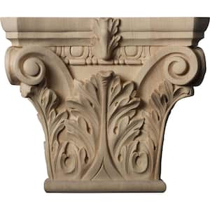 3-3/4 in. x 11-1/2 in. x 9-5/8 in. Unfinished Wood Maple Large Floral Roman Corinthian Capital