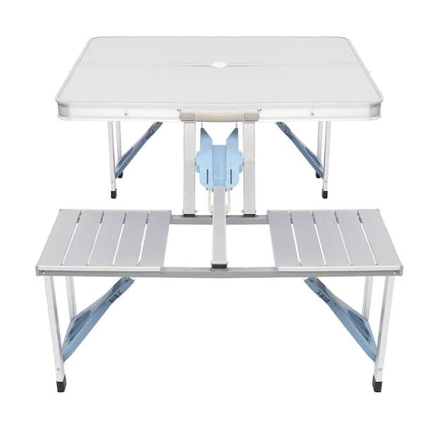 ITOPFOX 26.57 in. Rectangle Aluminum Folding Table and Chair for Outdoor Picnic
