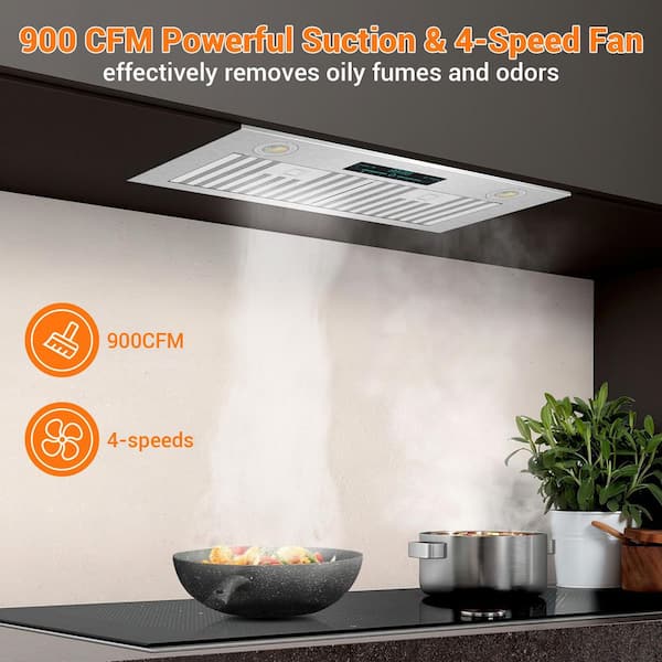 Denjol 30 in. 900 CFM Convertible Ductless Insert Range Hood In