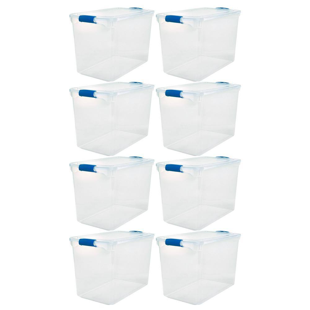 HOMZ 112 qt. Heavy Duty Clear Plastic Stackable Storage Containers (8