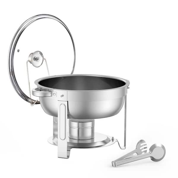 Chafing Dish Buffet Set, 5 qt. 4-Pack, Silver, Stainless Steel Chafing Dishes and Accessories, Round Catering Warmer
