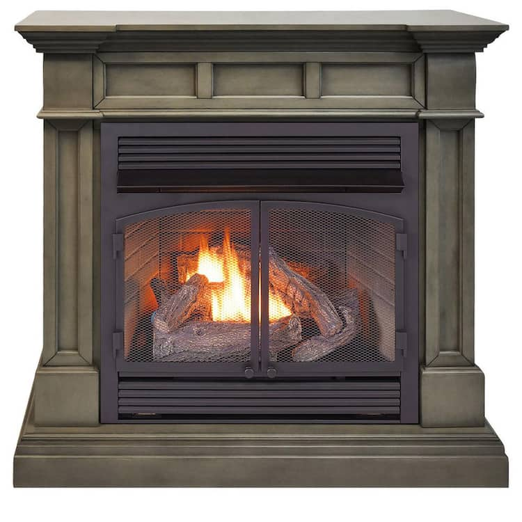 Duluth Forge Dual Fuel Ventless Gas Fireplace - 32,000 BTU, Remote Control, Slate Gray Finish, Model DFS-400R-2GR