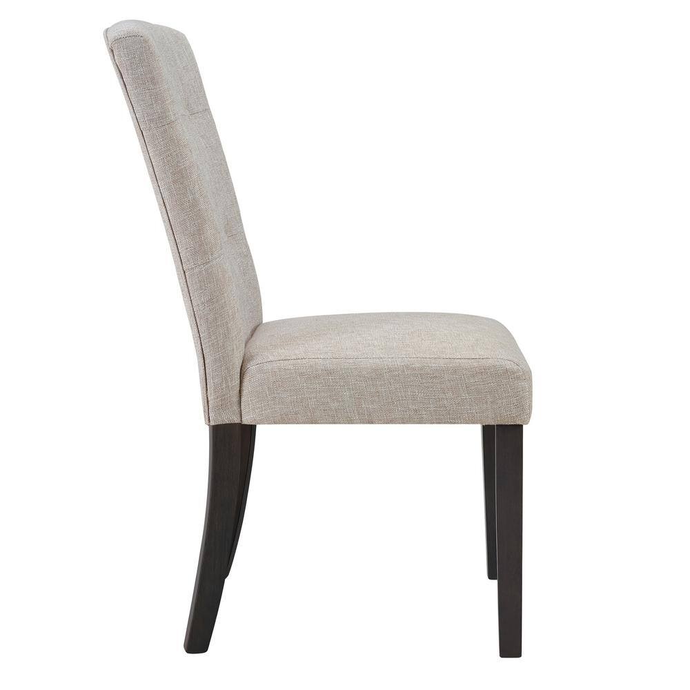 Beige Linen Upholstered Tufted Side Chair Set