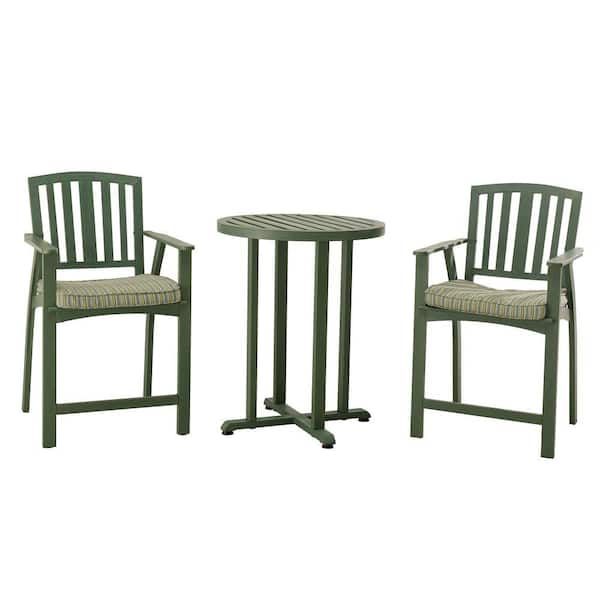 Sunjoy Berry Pointe 3-Piece Patio Bistro Set with Green Cushions