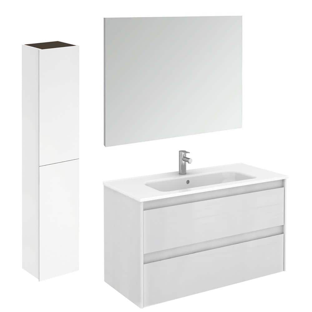 WS Bath Collections Ambra 39.8 in. W x 18.1 in. D x 32.9 in. H Single Sink Bath Vanity in Matte White with White Ceramic Top and Mirror -  Ambra100Pack2WM