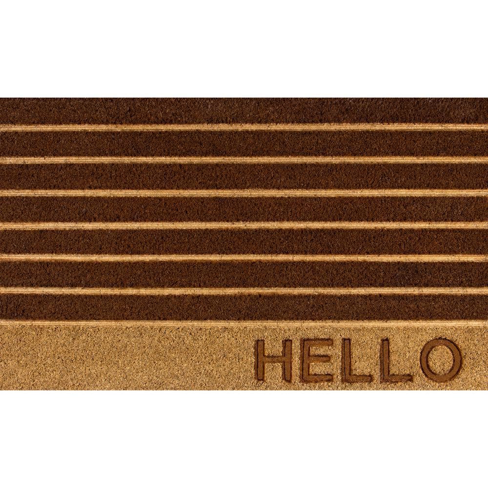 Welcome Hello Striped Natural 18 in. x 30 in. Coir Non-Slip Indoor Outdoor Door Mat price history on PriceWatchPro