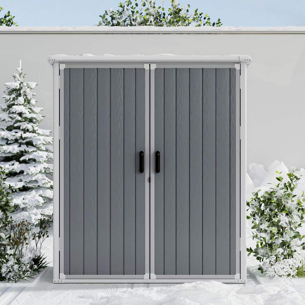 Sizzim 5 ft. W x 3 ft. D Gray Outdoor Storage Plastic Resin Shed