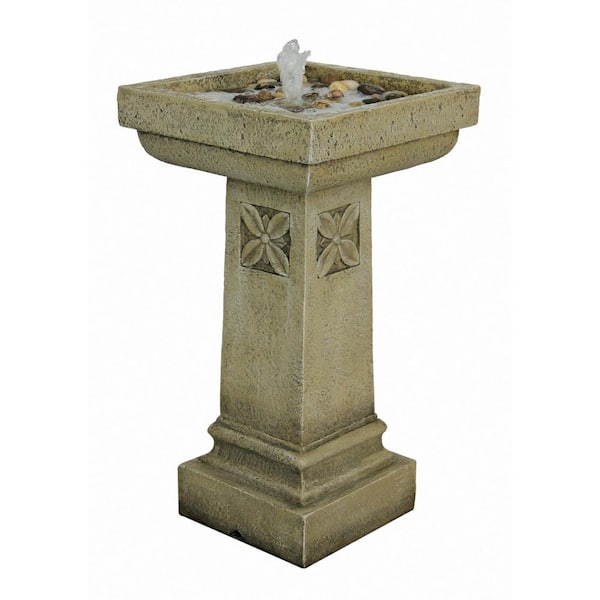 Design Toscano White Chapel Manor Pedestal Stone Bonded Resin Garden Fountain