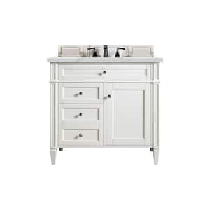 Brittany 36.0 in. W x 23.5 in. D x 34 in. H Bathroom Vanity in Bright White with Ethereal Noctis Quartz Top