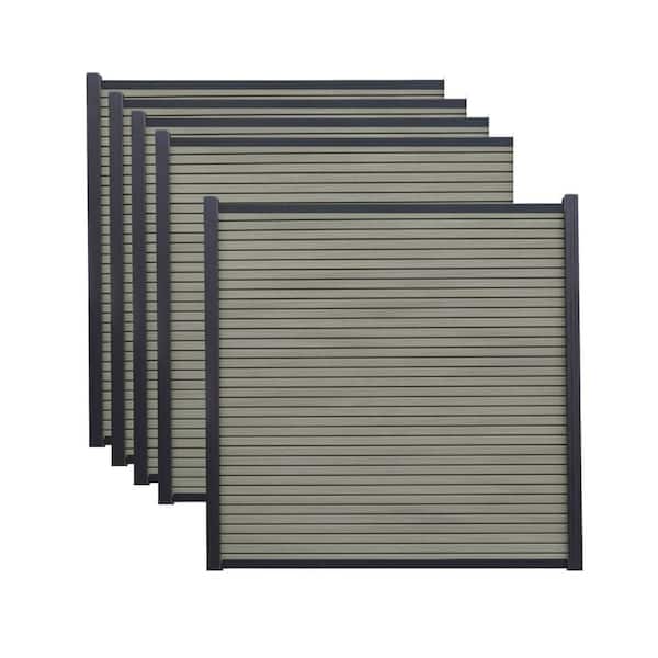 Frame It All 6 ft. x 6 ft. Riviera Composite Fence Panel Mahogany (5-Pack)
