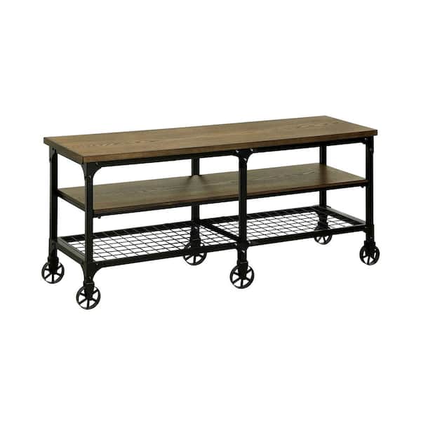 William's Home Furnishing Ventura 17 in. White Wood TV Stand 72 in. with Wheels