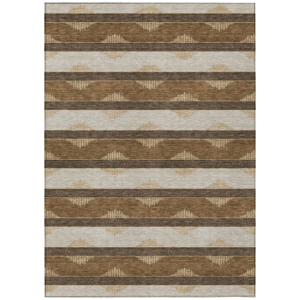 Chantille Machine Washable Indoor/Outdoor Abstract ACN3067 Chocolate 10 ft. x 14 ft. Area Rug