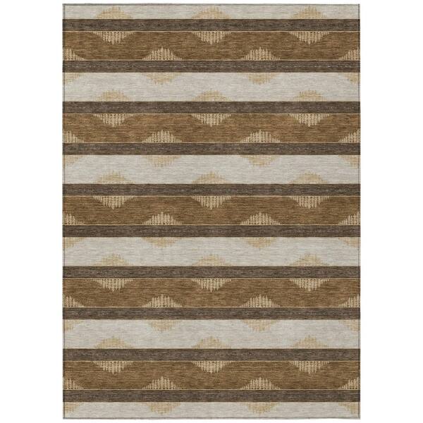 Chantille Machine Washable Indoor/Outdoor Abstract ACN3067 Chocolate 9 ft. x 12 ft. Area Rug