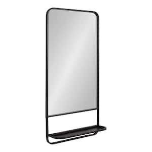 Vivek 18.50 in. W x 40.00 in. H Black Rectangle Modern Framed Decorative Wall Mirror with Shelf