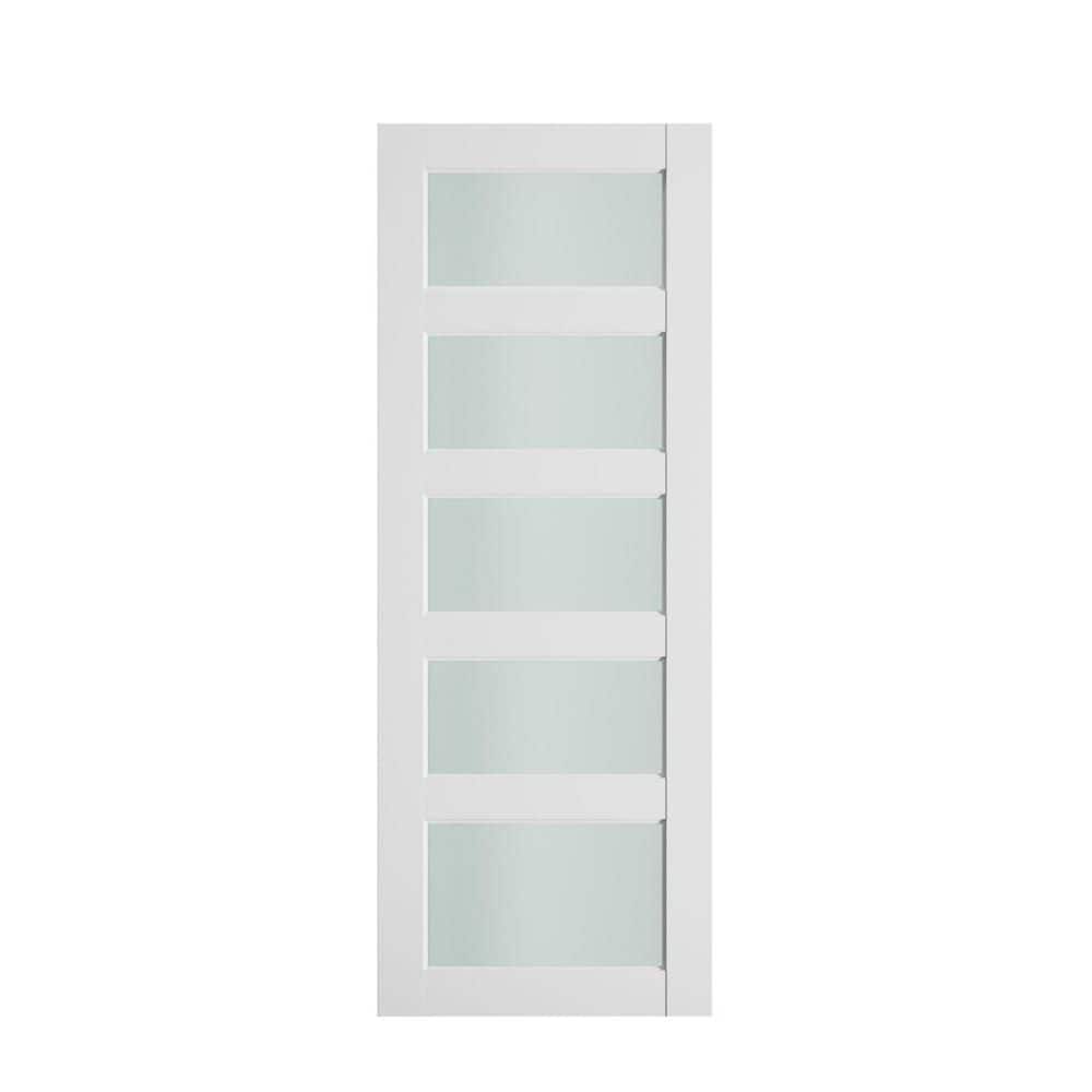 5 Panel Frosted Glass Interior Door Slab, 28 in. x 80 in. White Solid Core Pre-Assembled Door Slab without Hardware price history on PriceWatchPro