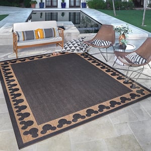 Mickey Mouse Chestnut/Black 8 ft. x 10 ft. Border Indoor/Outdoor Area Rug