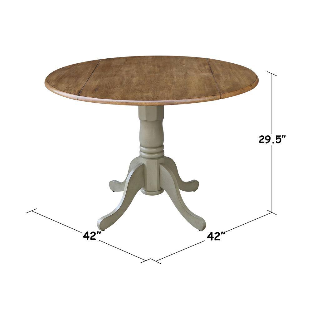 42 in. Hickory & Stone Drop Leaf Table with 2 Ladder Back Chairs