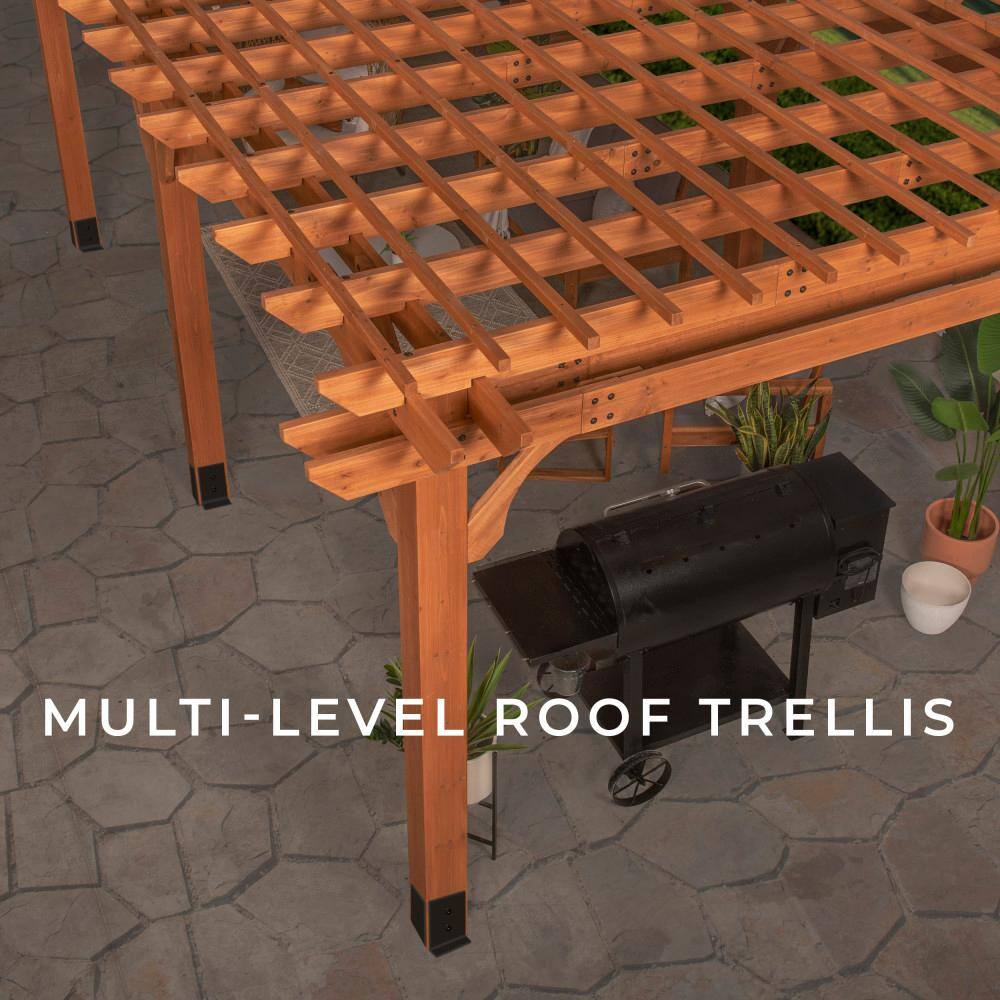 Beaumont 24' x 12' Cedar Wood Patio Pergola with Trellis Roof