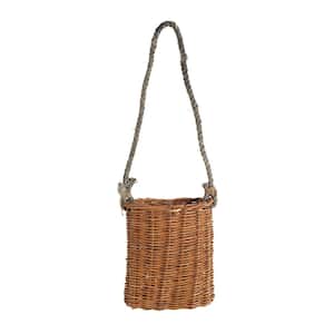 Brown 8 in. x 9.5 in Wood Decorative Basket