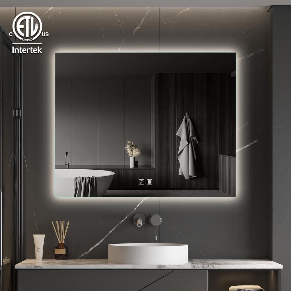 HOMLUX 36 in. W x 30 in. H Rectangular Frameless LED Light with 3-Color and  Anti-Fog Wall Mounted Bathroom Vanity Mirror F2BD004D62 The Home Depot