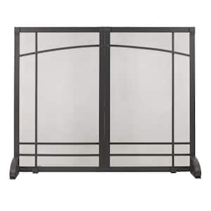 Amherst Iron Black Steel Single-Panel Fireplace Screen