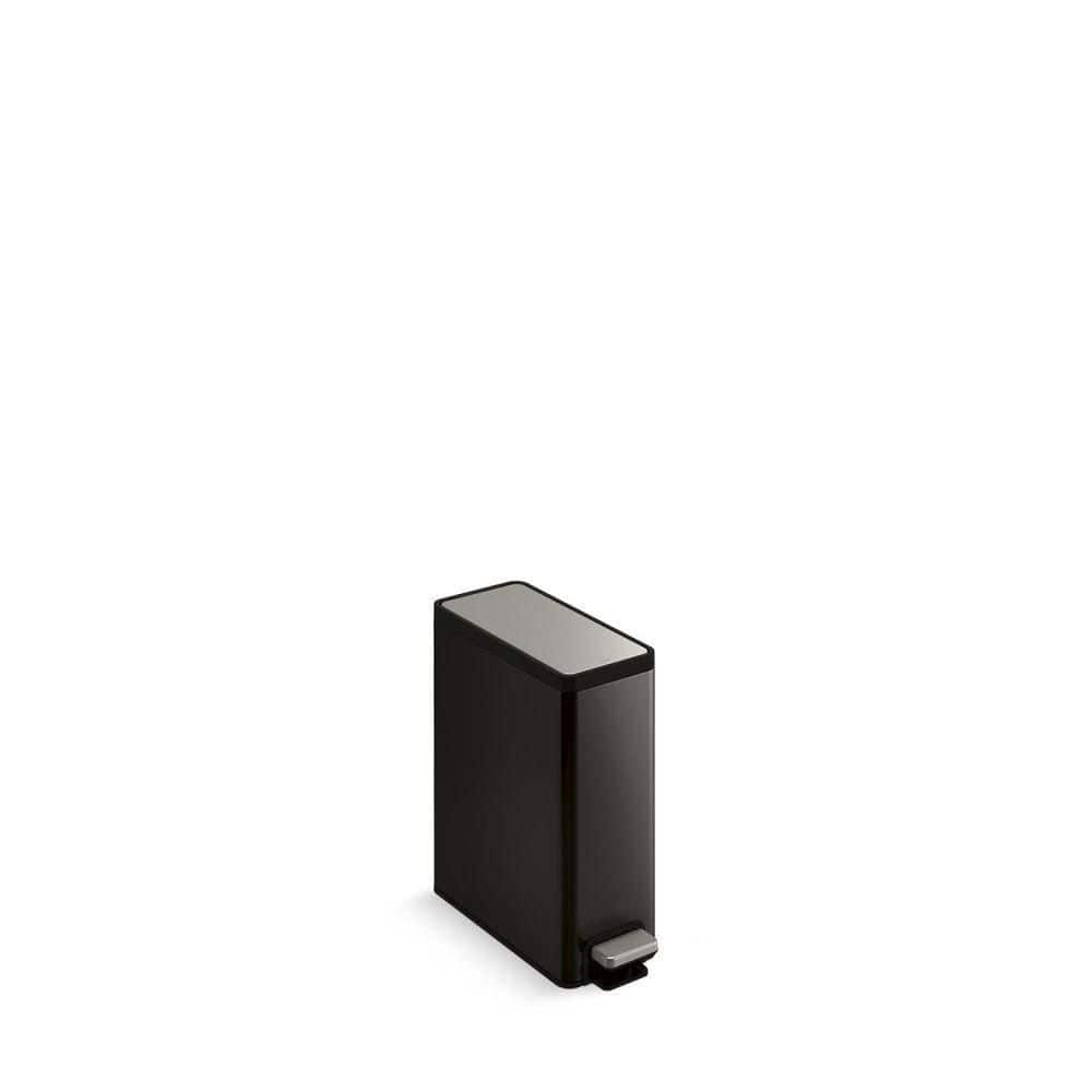 Dracelo Small Bathroom Step Trash Can with Lid Soft Close in Black