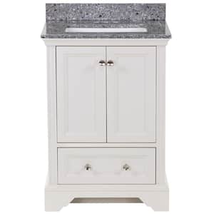 Stratfield 24 in. W x 22 in. D x 39 in. H Single Sink  Bath Vanity in Cream with Mineral Gray  Stone Composite Top