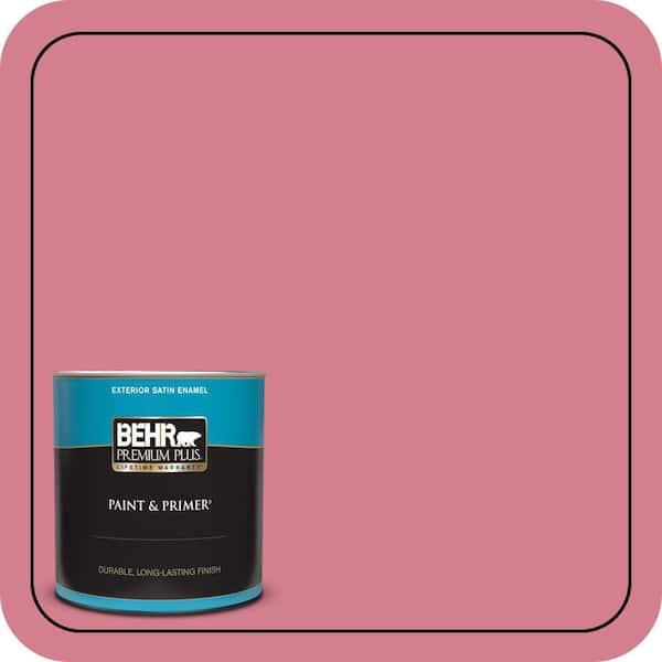 BEHR PREMIUM PLUS 1 qt. #P140-4 I Pink I Can Satin Enamel Exterior Paint & Primer